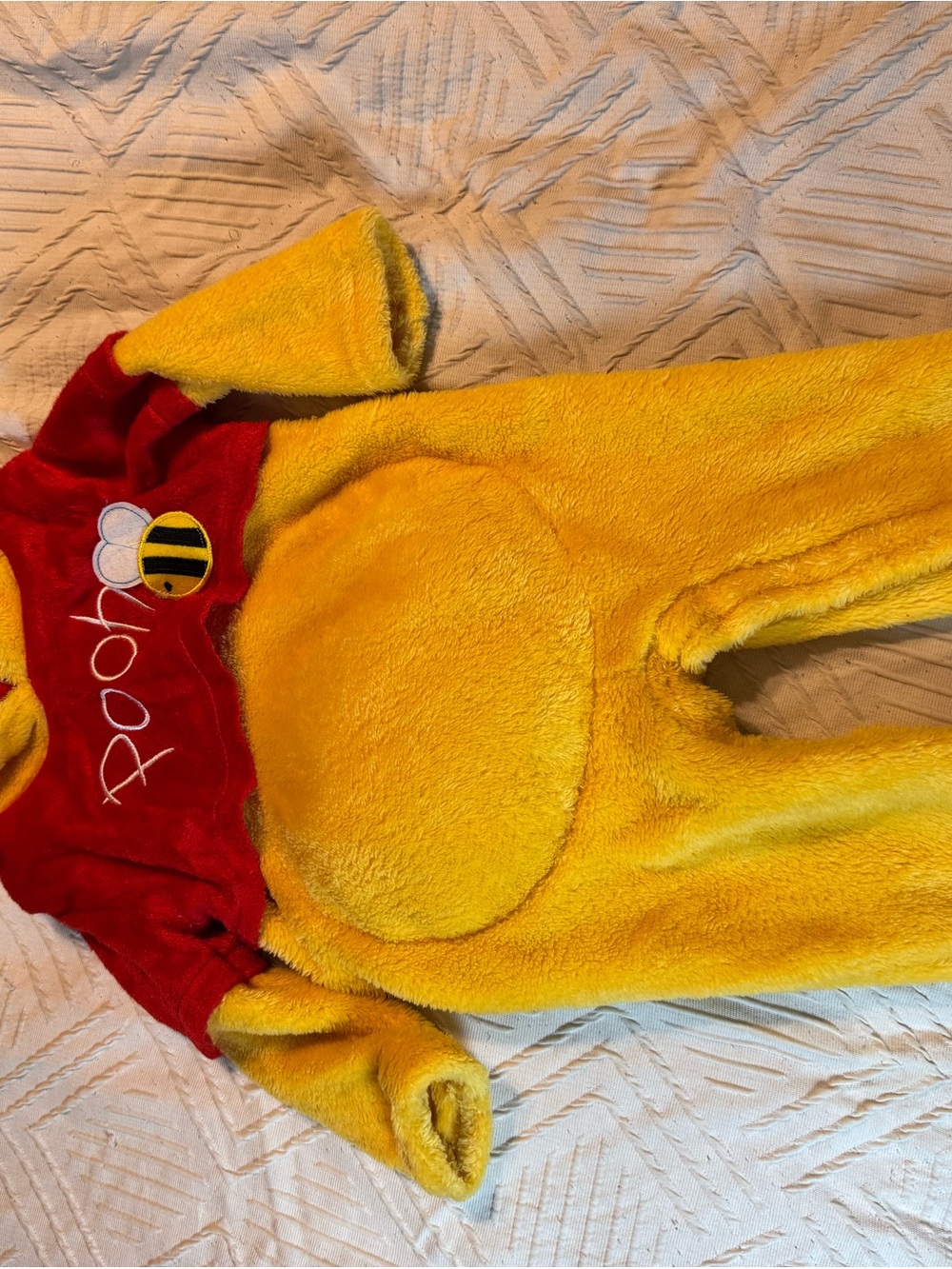 Disney Yellow & Red Pooh Plush One-Piece Footie